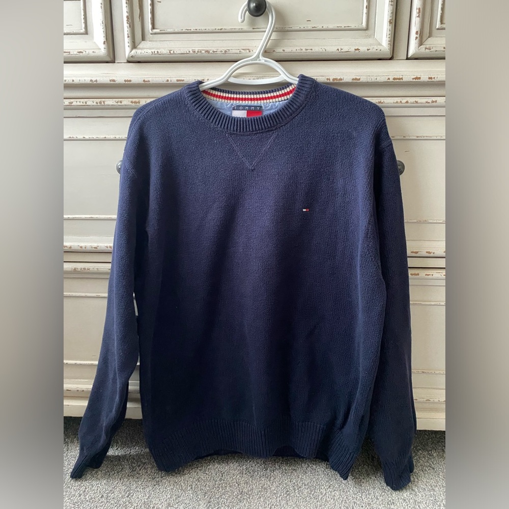 Tommy Hilfiger Vintage 100% cotton Navy Sweater (XL)